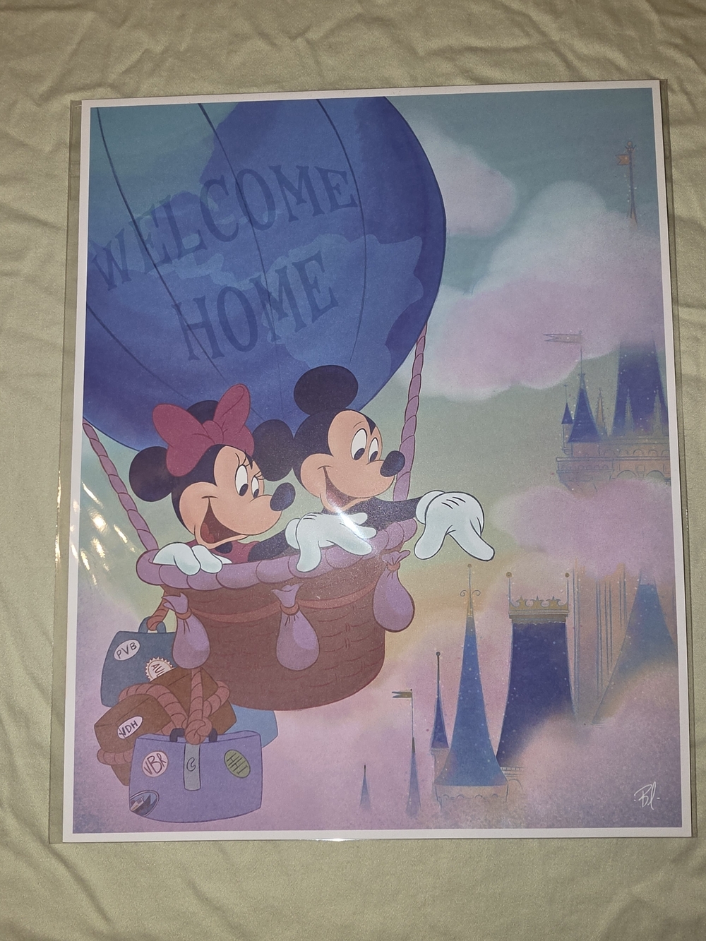 DVC Member Disney Mickey & Minnie Hot Air Balloon Art - Blue, Pink, Purple